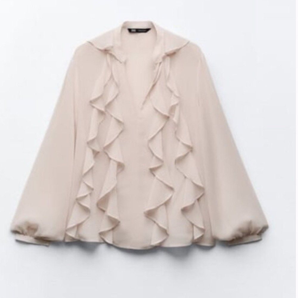 ZARA Ruffled Chiffon Blouse – Size M | Elegant & Feminine - Picture 4 of 7